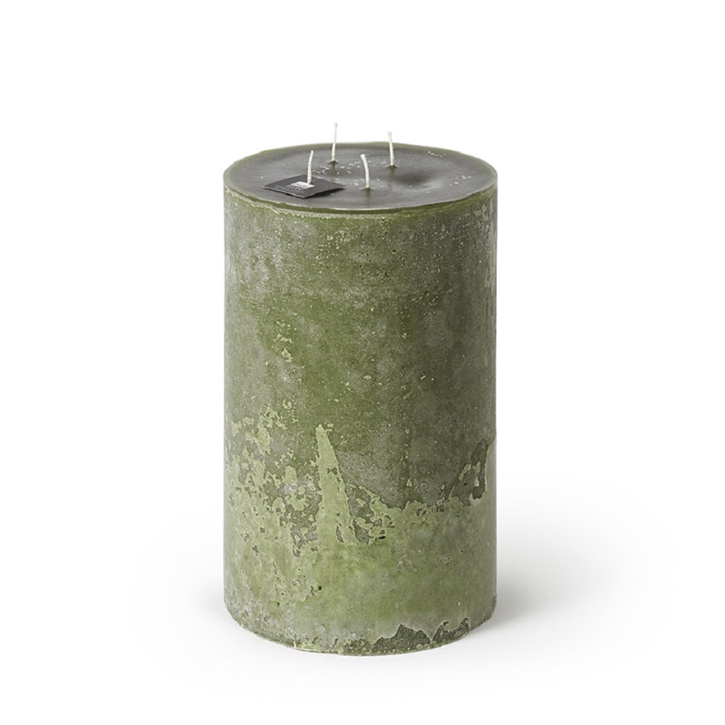 Bougie pilier super non parfumée, Vert foncé, H 11,8 po x l 7,5 po x P 7,5 po