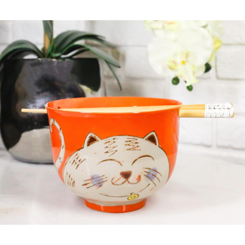 Ensemble de bol à soupe Chubby Kitty Cat Donburi Ramen avec baguettes