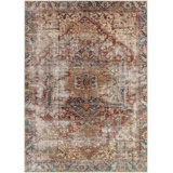 Heyward Oriental Machine Woven Area Rug in Burgandy