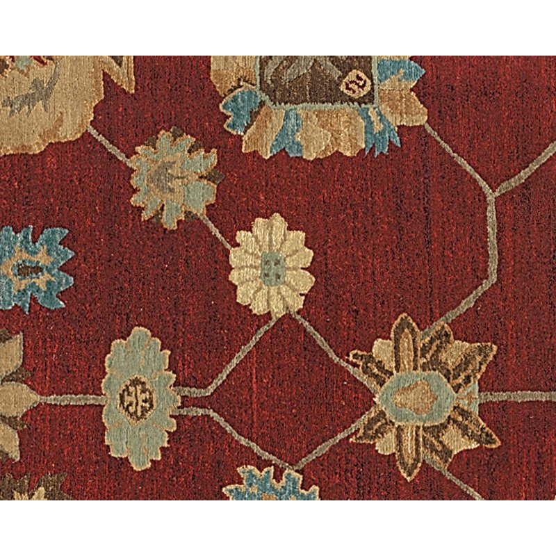 Dorset Wool Floral Area Rug in Beige/Red, Rectangle 6' x 9'