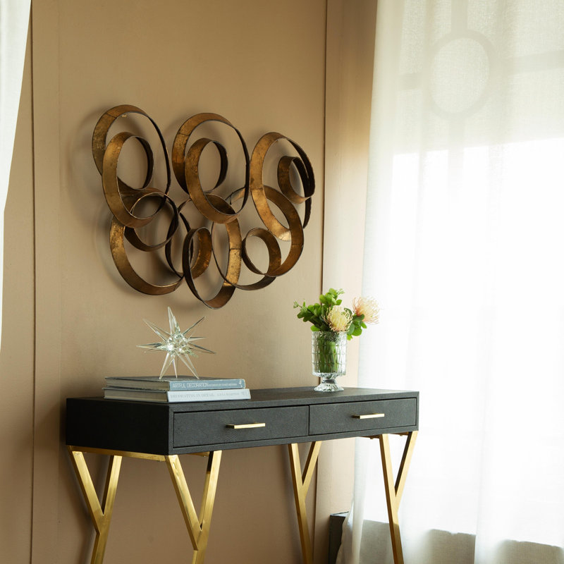 Décoration murale feuille d'or 38,5 x 22 x 4,2 po Seretha