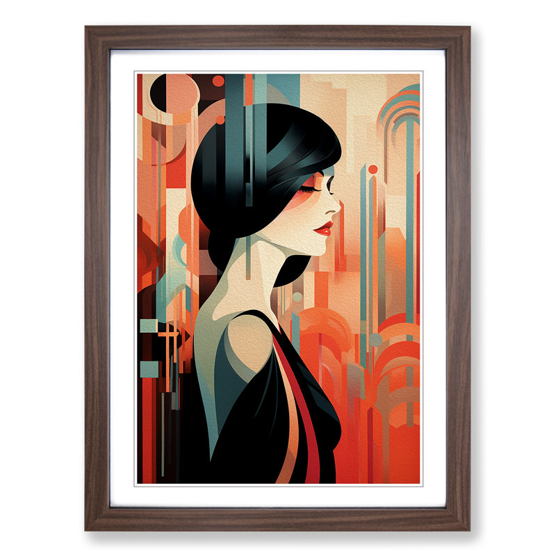 Single Picture Frame Print on Wood, 64cm H x 46cm W, Walnut Framed