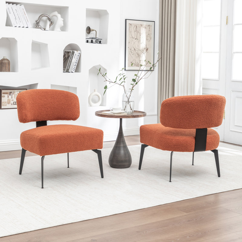 Chaise de loisir moderne à dossier minimaliste en velours, Orange
