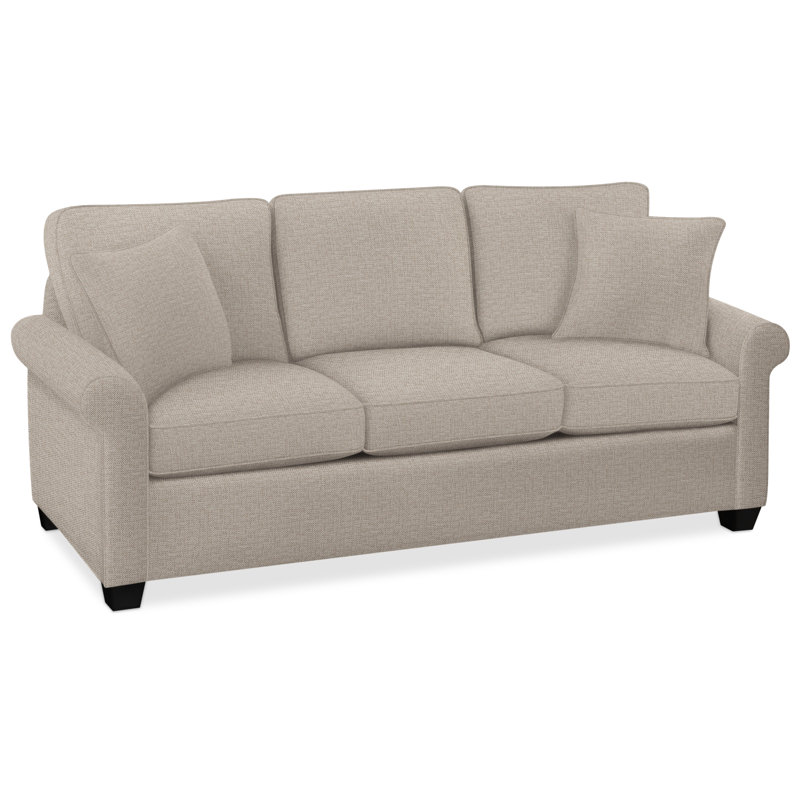 Park Lane Upholstered 81'' Sofa, Innerspring Mattress, Black Finish, Beige Performance Fabric; 0851-73