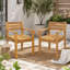 Ensemble de 2 chaises de salle à manger d'extérieur en bois d'acacia avec assises tressées