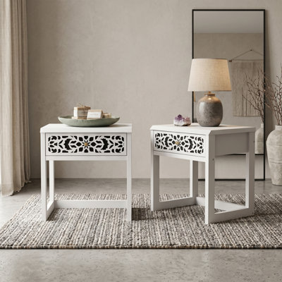 Lukasik White Transitional 20.5" H 1-Drawer Nightstand with Open Shelf (Set Of 2)