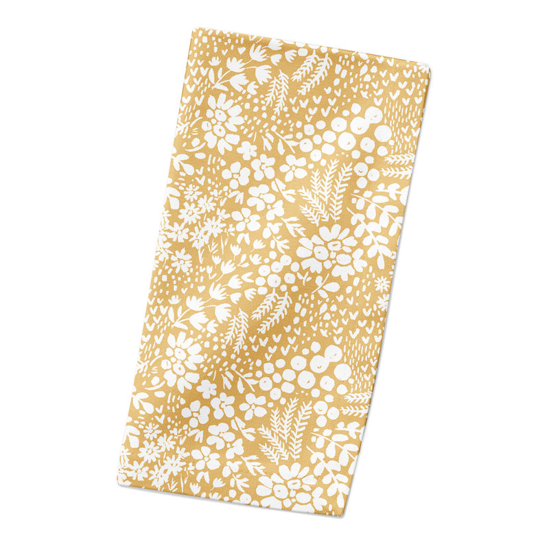 Dragi Cotton Floral Square Napkin, Yellow