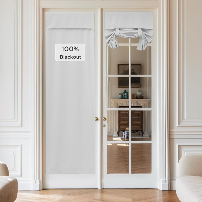  100% Blackout French Door Curtains, Privacy Curtains for Window, Room Darkening Thermal Insulated Door Window Shades for Bedroom, 1 Panel