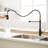 Contemporary Kitchen Sink Faucet With Pull Down - Leak- Connection, Adjustable Water Spray Angle Black And Nickel Gold Pullout Body, Volume-1492717091