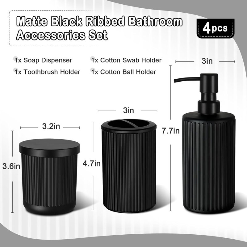Ensemble d'accessoires de salle de bain, ensemble d'accessoires de salle de bain en verre 4 pièces, distributeur de savon, porte-brosse à dents, ensemble de support, ensemble complet de salle de bain, ensemble de lavabo pour décor moderne