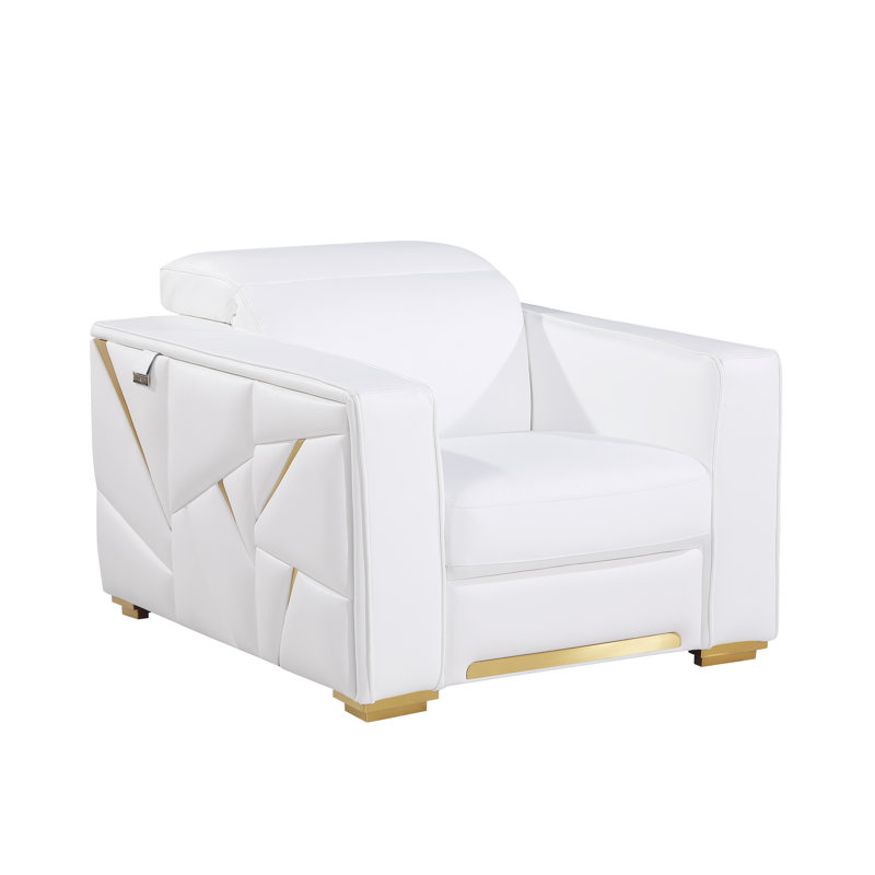 Fauteuil Eain, Blanc, Or