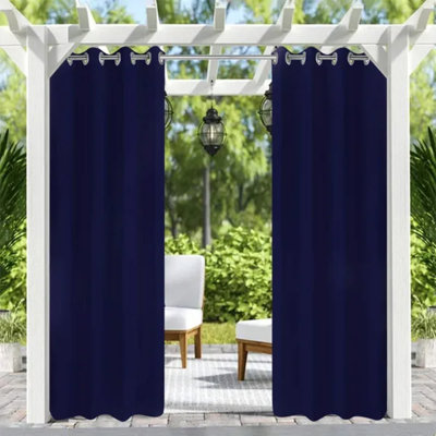 50" W X 96" L Outdoor Grommet Curtain For Front Porch, Balcony, Pergola, Gazebo – Dark Blue