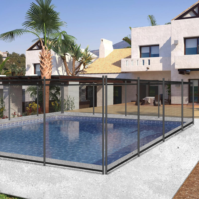 Black Aluminum and Mesh 4 ft. x 12 ft. Pool Safety Fence