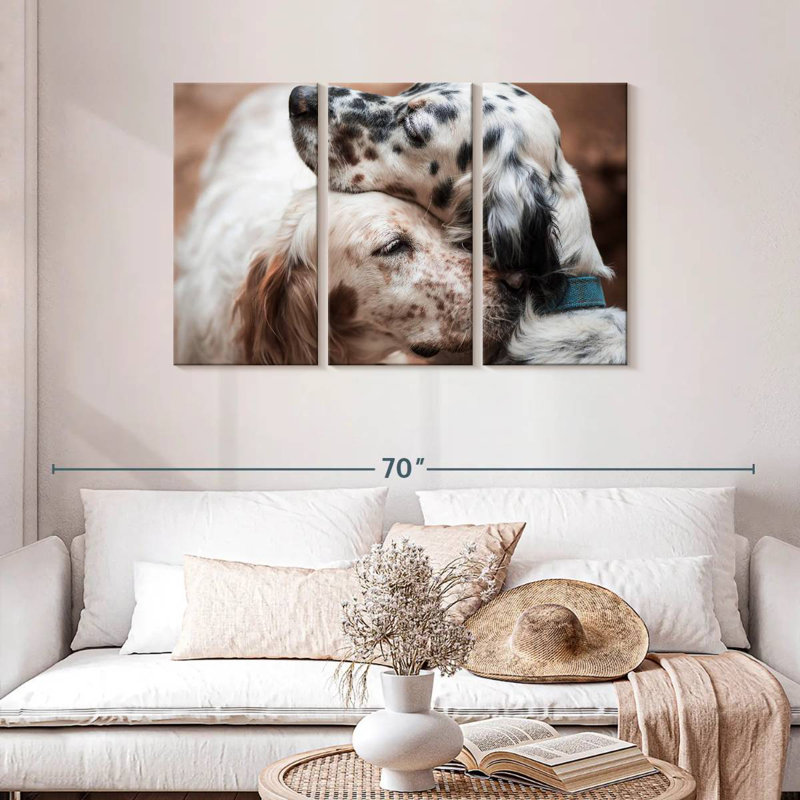 Brampt Cuddling English Setters, 28" H x 45" W