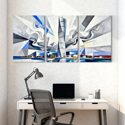 Ensemble de 3 reproductions d'art mural sur toile avec villes et pays