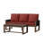 Patio Outdoor Cedar Wood Wicker 3-Seat Sofa Seating Group with Olefin Cushions, Rectangle Coffee Table-1653710041