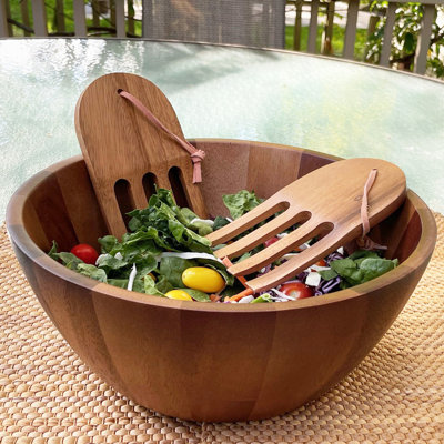Wooden Salad Salad Bowl And Tongs Set Salad Spoons For Serving