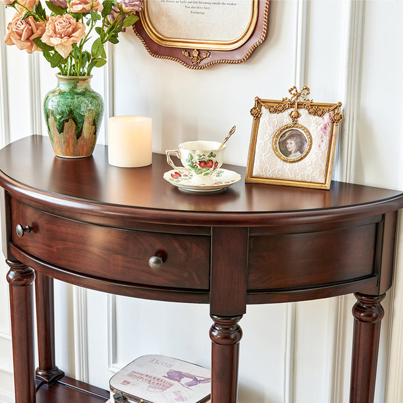 Console demi-ronde en bois massif