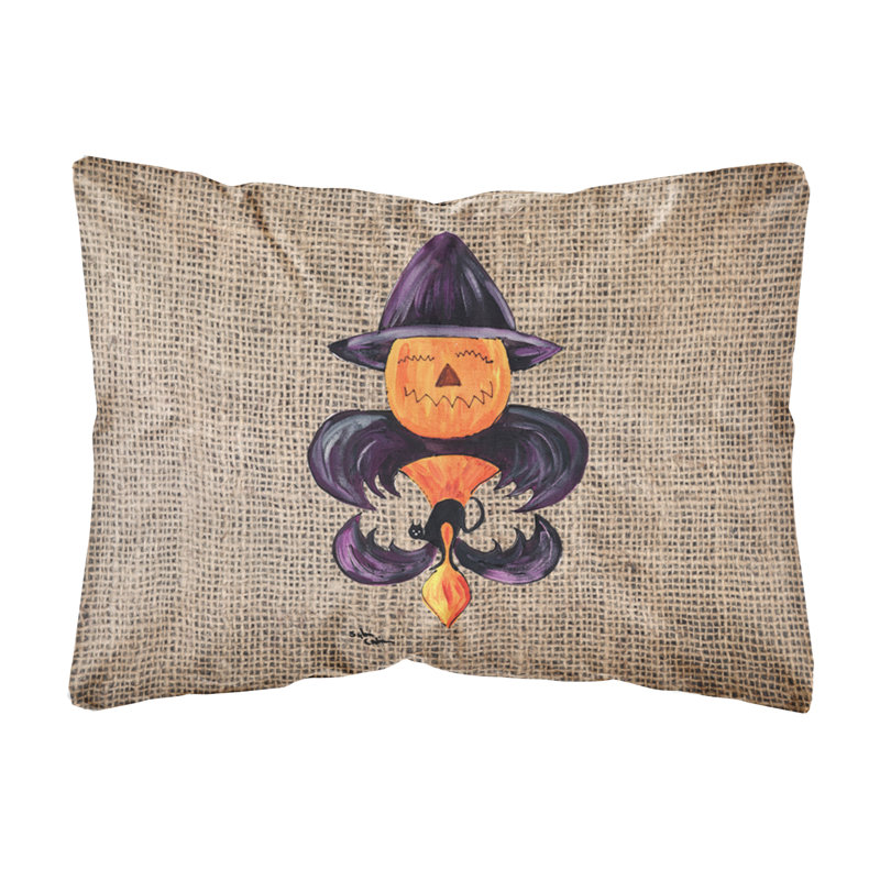 Coussin décoratif intérieur/extérieur fleur de lis, halloween citrouille bat