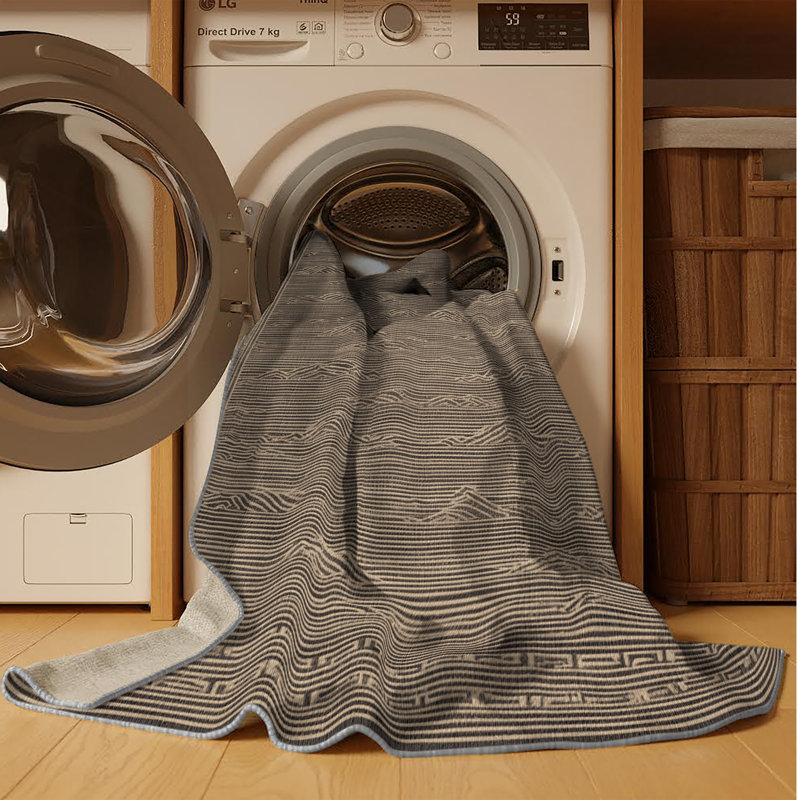 Tapis gris art déco lavable à la machine, Rectangle de 5 pi x 8 pi