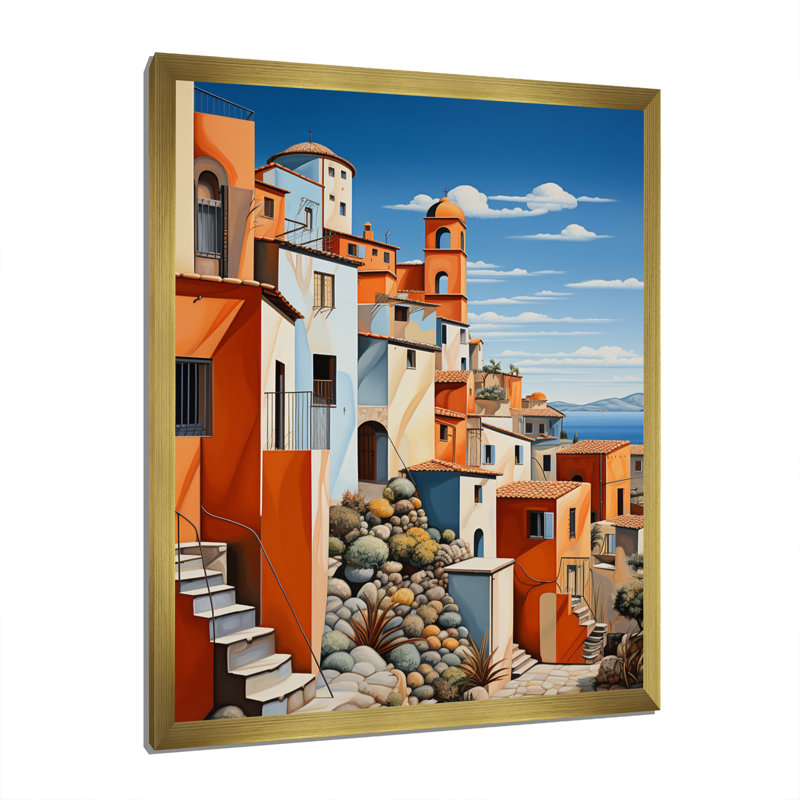 Italie - tons de terre cuite Fontanas X - impression, Encadrement doré, H 20 po x l 12 po x P 1 po