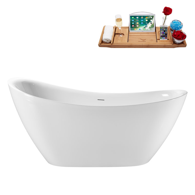 Baignoire autoportante 63 po avec drain interne 63 po Streamline