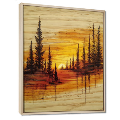 «Winter Sunset In Alaska Forest», reproduction d'art sur toile, paysage noir