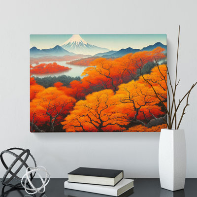 Autumn Japanese Mountain - Wrapped Canvas Painting