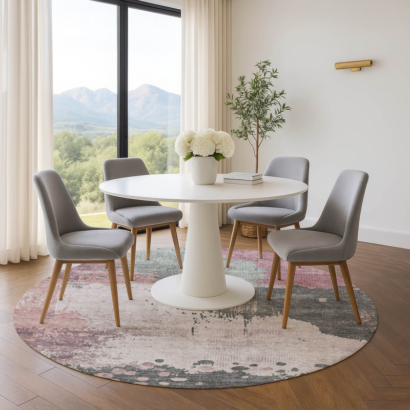 Premium Machine Washable Abstract Rug, Round 8'