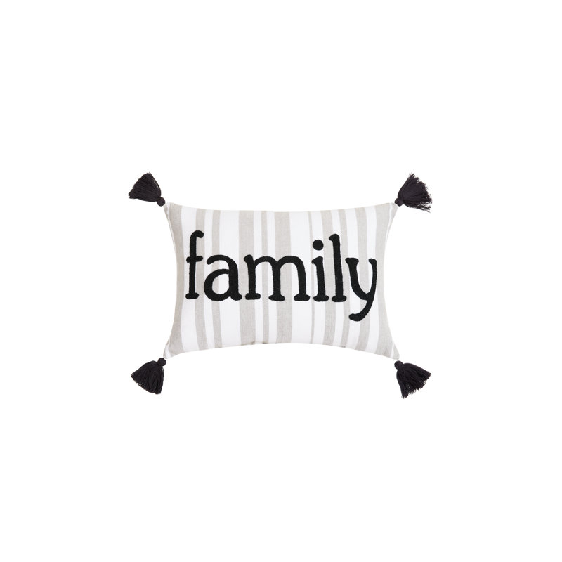 Coussin familial gris à rayures