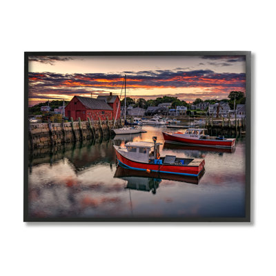 «Boat Harbour Sunset» par Rick Berk - Photographie à cadre flottant sur bois