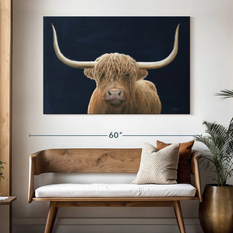 Vache Brampt Highland bleu marine, H 34 po x l 51 po