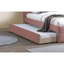Full Size Pink Bed With Trundle And Upholstered Headboard In Grid Pattern For Contemporary Bedroom Decor