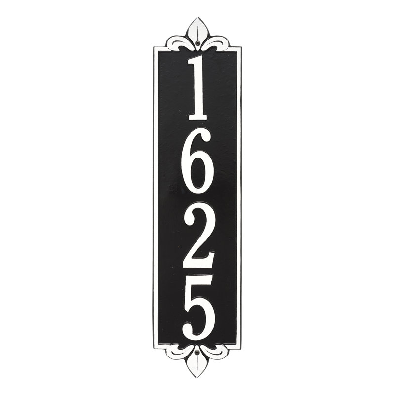 Plaque d'adresse murale personnalisée sur 4 lignes Lyon, Noir / Blanc