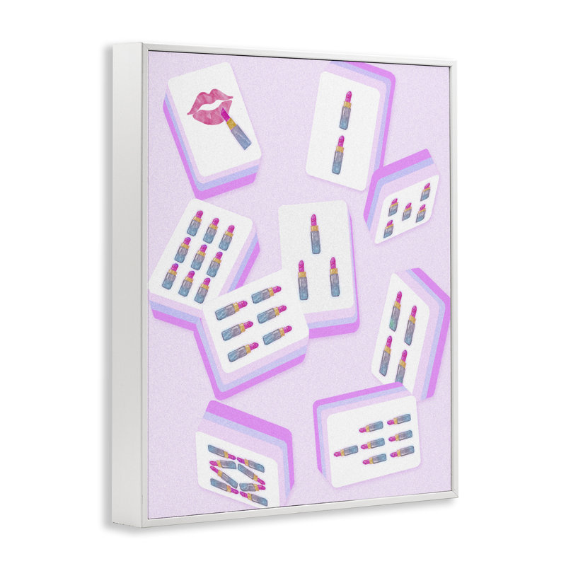 Carreaux de Mahjong rouge à lèvres Glam, estampe numérique, design par Ziwei Li, 20 x 16, Encadrement giclée blanc côtier