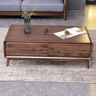 Rectangular solid wood coffee table
