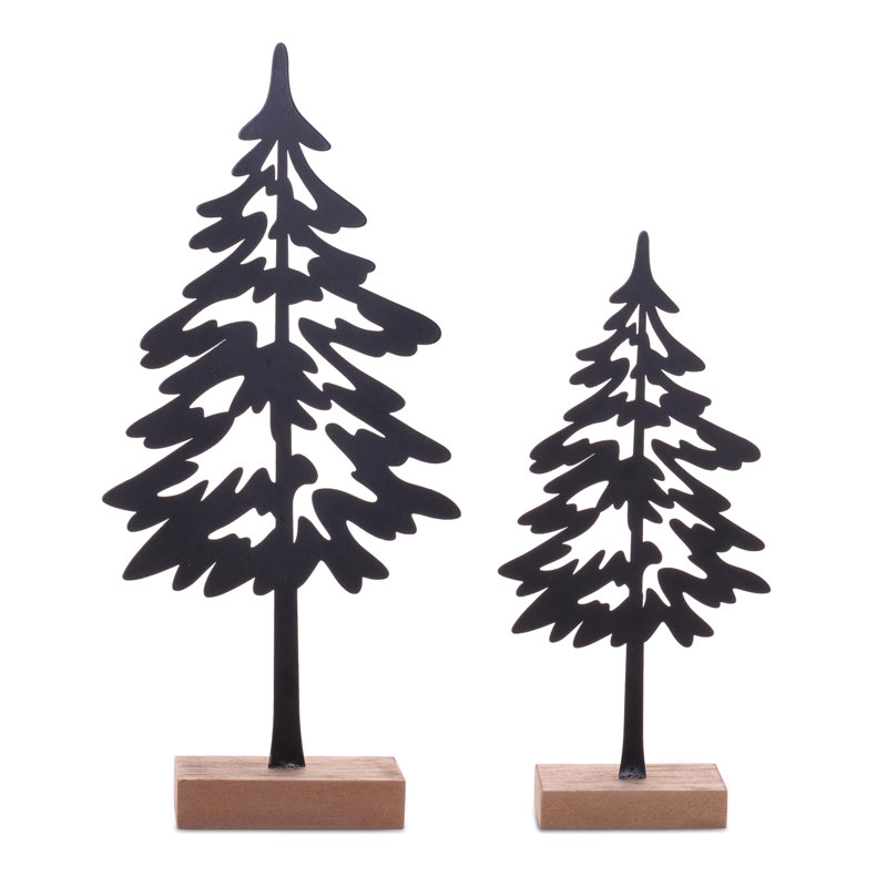 Pin découpé en métal avec base en bois (ensemble de 2)