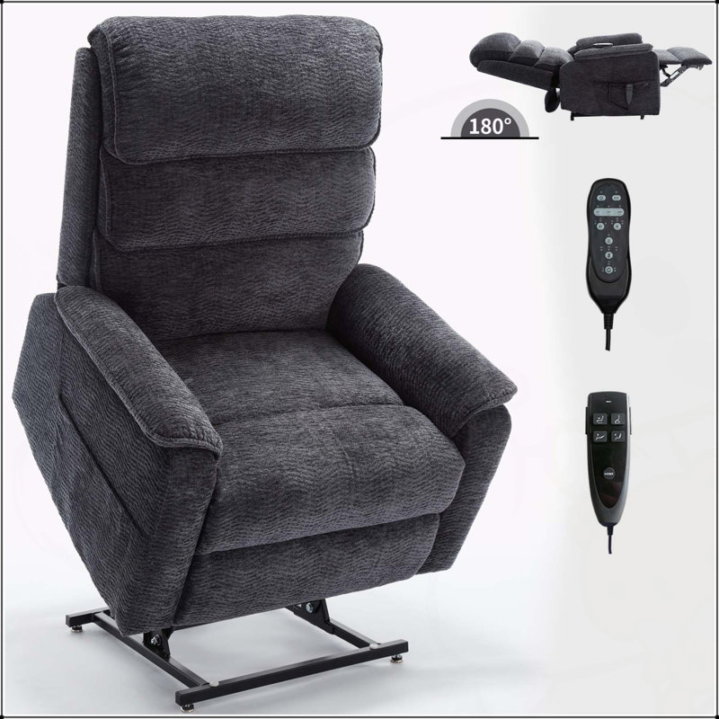 Fauteuil inclinable Power Lift avec double moteur et massage thermique, Gris