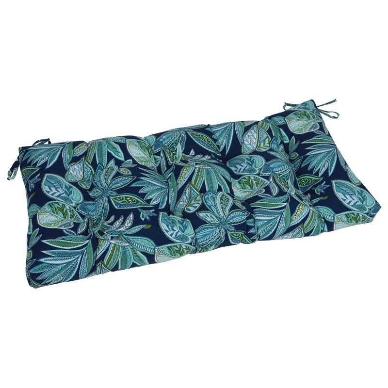 42-Inch By 19-Inch Outdoor Tufted Loveseat Cushion, Blue/Crestwood Marine Floral
