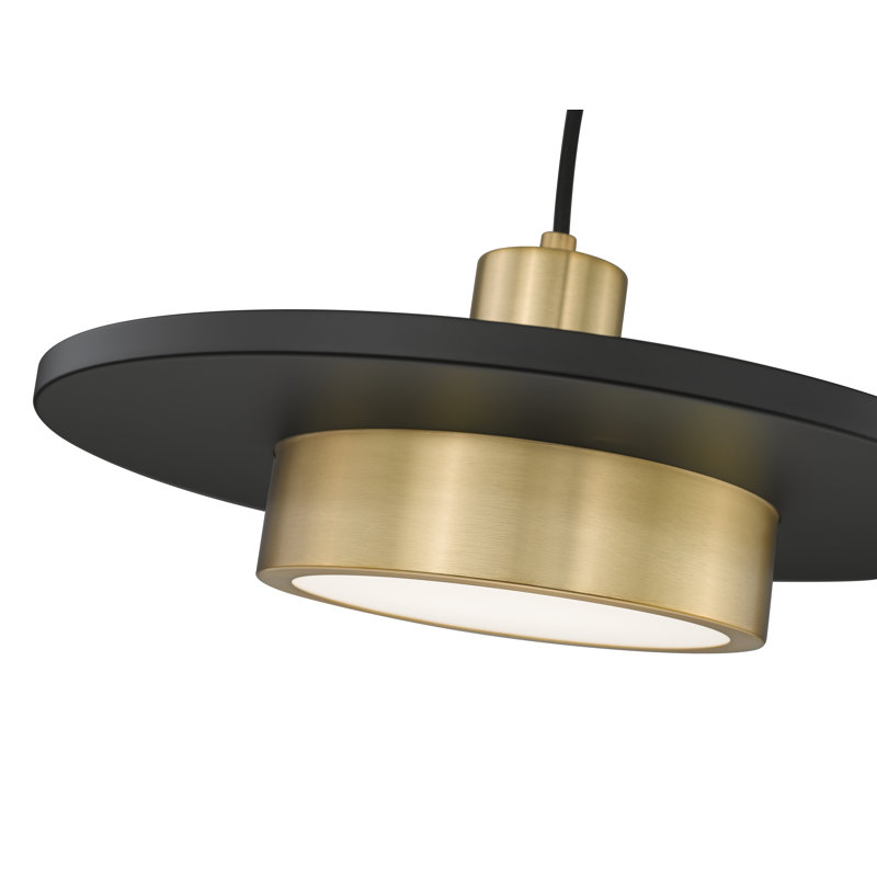 Ludo 16 inch Matte Black + Modern Gold 1 Light Pendant, Matte Black/Gold