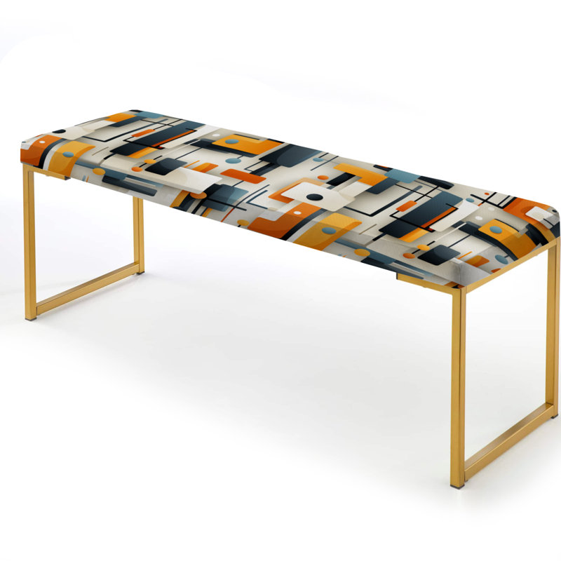 Banc rayé rembourré or, Mirage géométrique gris industriel