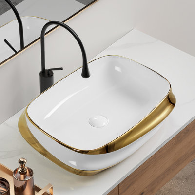 Lavabo vasque en céramique 24 po x 17 po au-dessus du comptoir pour salle de bain