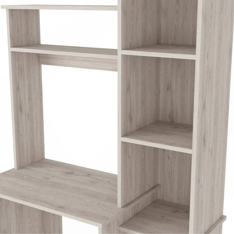 Bureau Logan, cinq casiers, finition gris clair, Gris clair