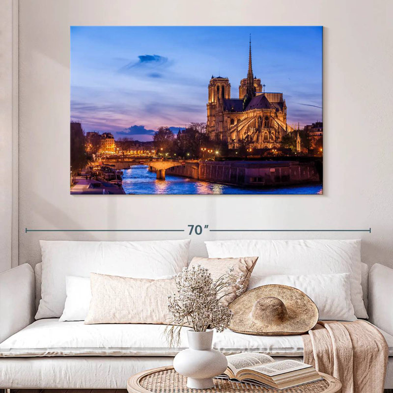 Kavia Notre Dame à Paris la nuit, H 34 po x l 51 po