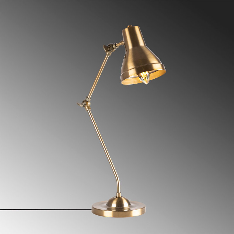 Lampe de table industrielle Adesha, corps en cuivre, 6,3 x 10,6 x 21,7 pouces | Douille E14, 40 W maximum, IP20 | Capuchon et plaque de base en métal durable, diamètre de 10,6 pouces | Éclairage élégant pour la décoration de la maison et du bureau