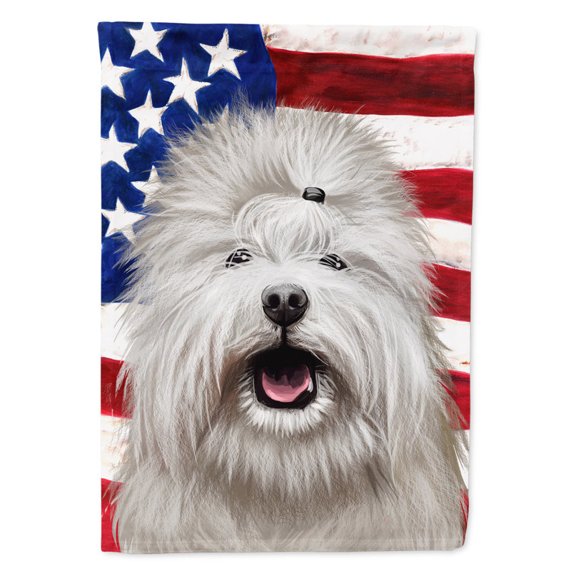 Double Sided 40'' H x 28'' W Polyester Independence Day House Flag, Coton de Tulear