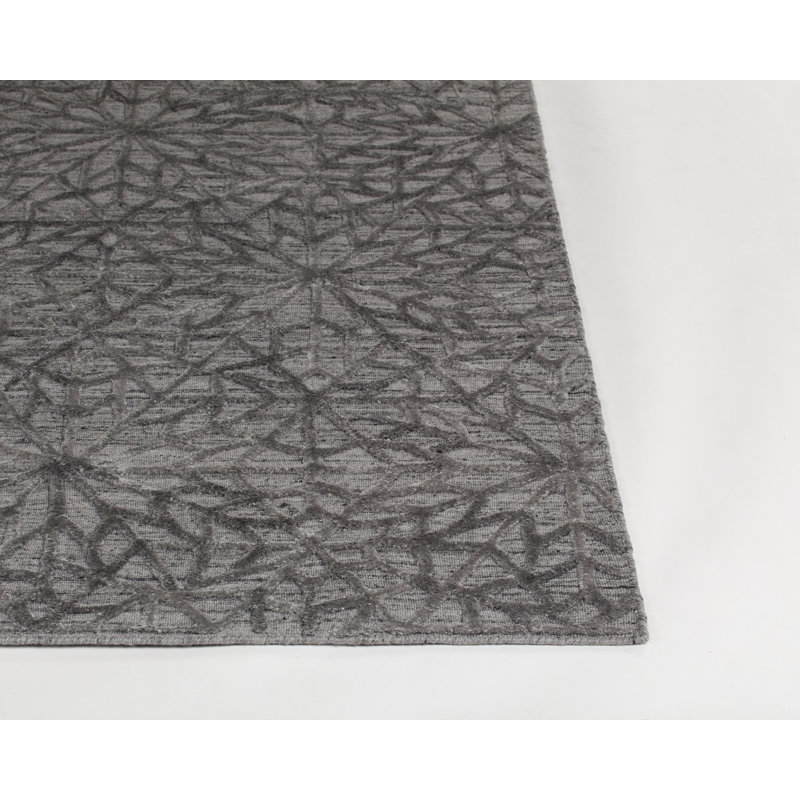 Nimah Hand-Woven Gray Area Rug, Rectangle 5' x 7'6"