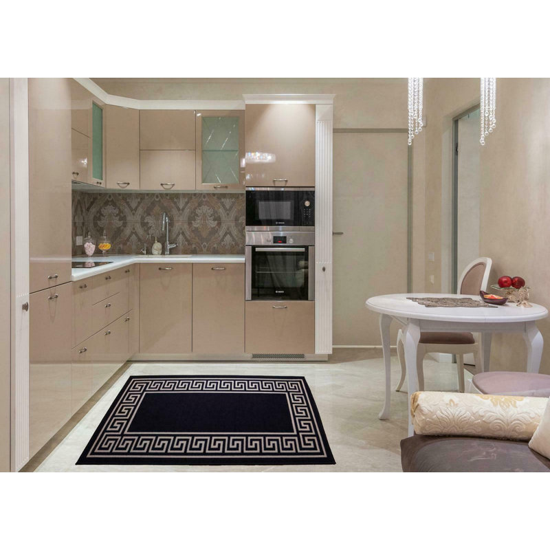 Anais Kitchen Mat, Rectangle 40 x 60cm, Black/Grey
