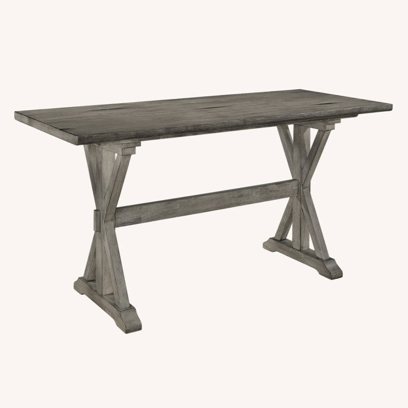 Sheila Rubberwood Rectangular Solid Wood Top with Solid Wood Base Dining Table