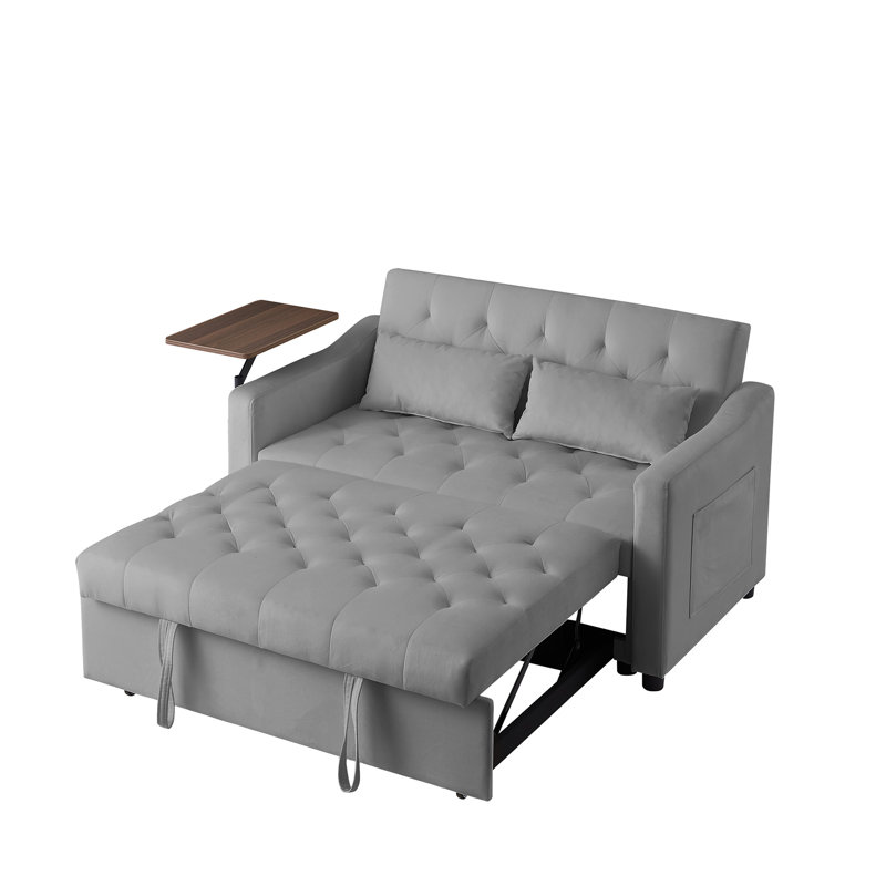 Lit en velours gris avec accoudoirs de table d'appoint, style moderne, se convertit rapidement, plusieurs angles réglables pour un confort supérieur, et en plastique, lit convertible simple à assembler, table tournante,